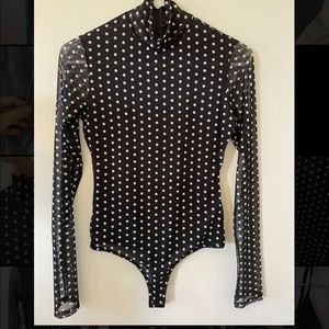 NWOT naked wardrobe polka dot mesh bodysuit S